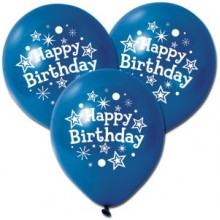 Blue Happy Birthday Balloons X5